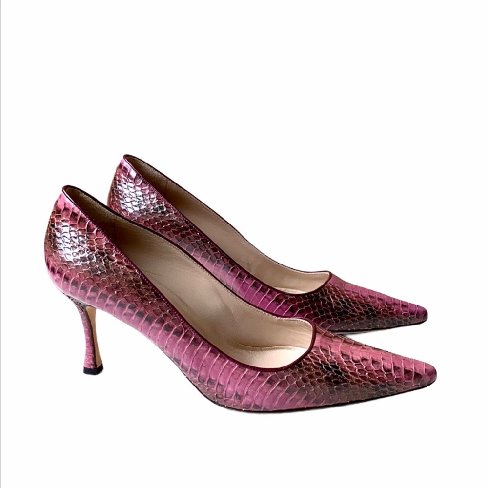 Manolo Blahnik Pink Python Heels. - image 1